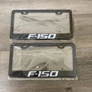 2 Pack For F-150 F 150 Black Finish Stainless Steel Metal License Plate Frame